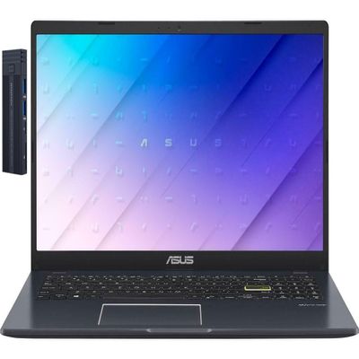 ASUS E510 Ultra Thin and Light Laptop, 15.6" HD Display, Intel Celeron N4020, 4GB RAM, 256GB PCle SSD, 128gb 9H Docking Station, 180 Hinge, Windows 10 Home, Star Black