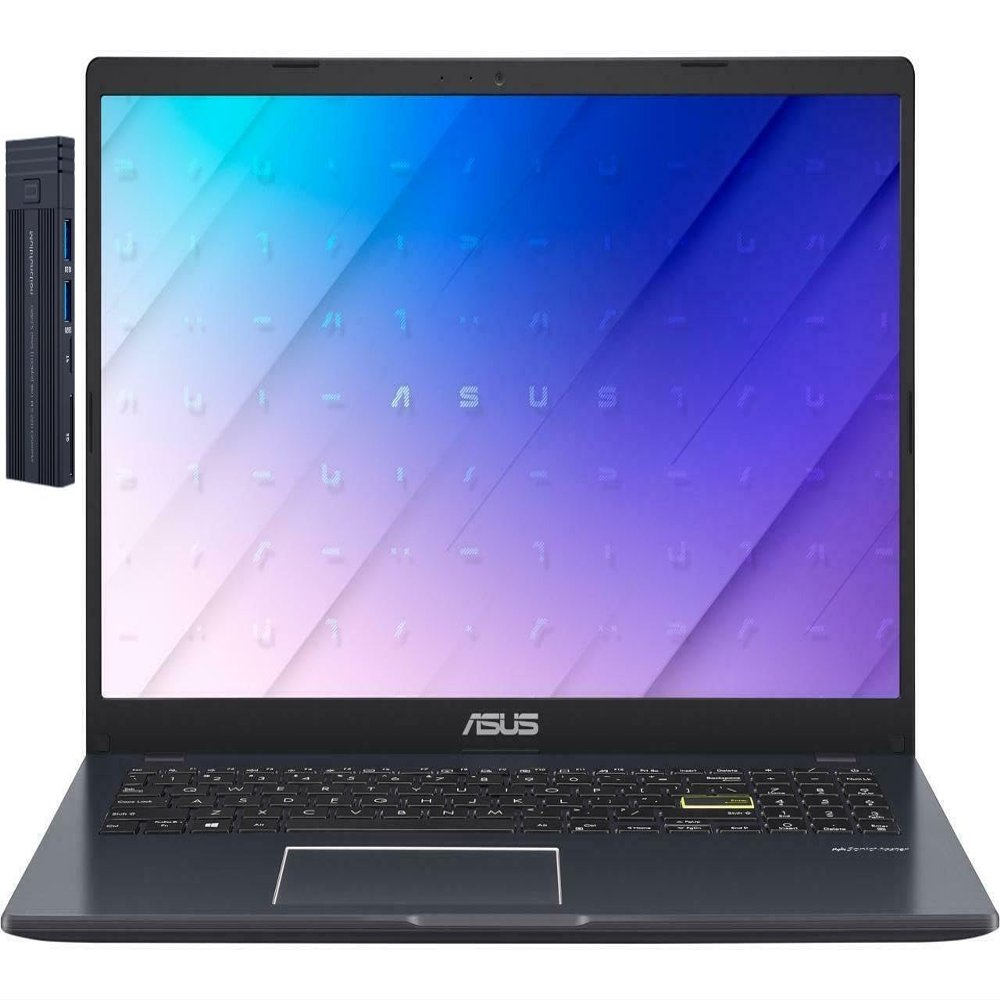 ASUS E510 Ultra Thin and Light Laptop, 15.6" HD Display, Intel Celeron N4020, 4GB RAM, 256GB PCle SSD, 128gb 9H Docking Station, 180 Hinge, Windows 10 Home, Star Black
