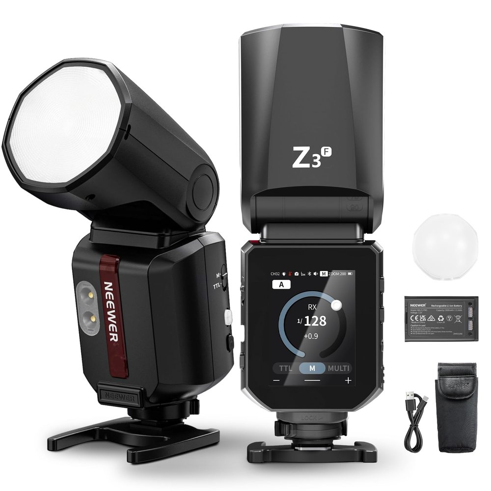 NEEWER 100Ws 2.4G TTL Hot Shoe Flash Speedlite Compatible with Fujifilm Cameras, Touch Screen, 1/8000s HSS, 2 Modeling Lamps, TTL/M Toggle, 3000mAh/500 Full Power Flash Studio Photography Light, Z3-F
