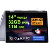 Dell Inspiron 14 7445 2-in-1 Laptop 14" WUXGA Comfortview Touchscreen AMD 6-core Ryzen 5 8640HS (>i7-1355U) 32GB RAM 1TB SSD Backlit for Creator Business Professional Win11Pro w/Copilot AI view 1