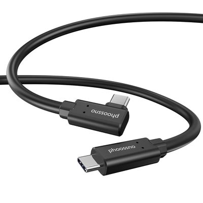 phoossno USB C Fiber Optic cable16.4ft Right, bidirectional 10Gbps Transmission&60W Fast Charging, Military Grade Type-C Fiber Optic Cable Compatible with Cameras, VR &AR, laptops and Mobile Phones
