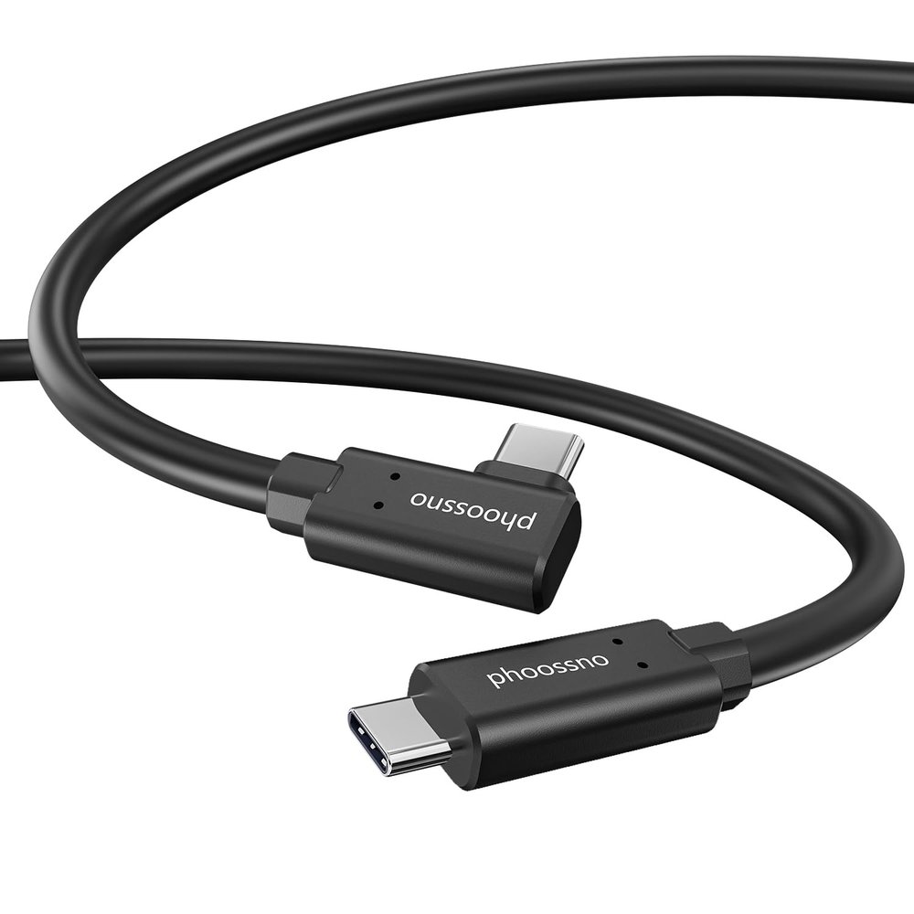 phoossno USB C Fiber Optic cable16.4ft Right, bidirectional 10Gbps Transmission&60W Fast Charging, Military Grade Type-C Fiber Optic Cable Compatible with Cameras, VR &AR, laptops and Mobile Phones