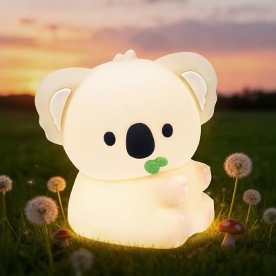 Gefaxi Squishy Koala Night Light with RGB Mode Cute Cuddly Koala Light 3 Brightness Adjustable Nursery Breastfeeding Nightlight Rechargeable Silicone Touch Bedside Animal Lamp for Bedroom Dorm Decor