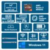 Dell Inspiron 14 7445 2-in-1 Laptop 14" WUXGA Comfortview Touchscreen AMD 6-core Ryzen 5 8640HS (>i7-1355U) 16GB RAM 512GB SSD Backlit for Creator Business Professional Work Win11 view 2