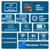 Dell Inspiron 14 7445 2-in-1 Laptop 14" WUXGA Comfortview Touchscreen AMD 6-core Ryzen 5 8640HS (>i7-1355U) 16GB RAM 512GB SSD Backlit for Creator Business Professional Win11Pro view 2