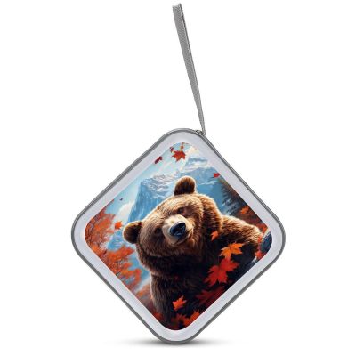 GAPWJNK Bear Autumn Landscape CD Storage Case 40 Capacity DVD Case Holders Disc Wallet Bag for Home Office Travel Car