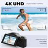 4K Digital Camera for Photography, 64MP WiFi Vlogging Camera for YouTube with 2.8" 180 Flip Screen, 6X Optical Zoom UHD Autofocus Video Camara with 32GB SD Card, 2 Batteries view 2