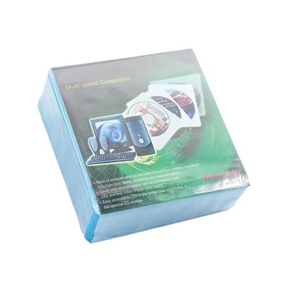 Yaregelun Blue Dual-Sided CD/DVD Storage Slot Bag for 100 Pcs, Scratch- and Dust-Proof Media Collection Kit