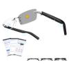 AI Smart Bluetooth Glasses for Men and Women with Chat GPT, Translation Glasses with 115 Languages and Rimless Photochromic Lens, Hands-Free Calls, UV Protection Translator Sunglasses for Music, work view 1