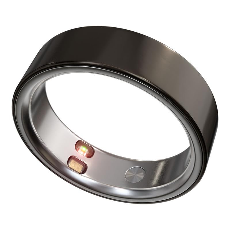 Smart Ring Health Tracker 5ATM Waterproof Sport Ring Exclusive Vibration Alerts Titanium Blood Oxygen/Sleep/Emotional Management Women Cycle Prediction Compatible with iOS/Android Night Stealth 12.5