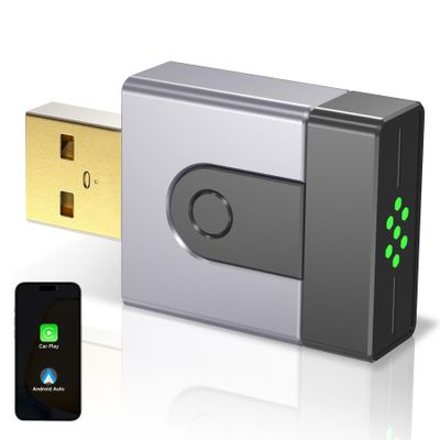2-in-1 Mini Wireless CarPlay Adapter for Apple CarPlay & Android Auto,Upgrade Wired to Wireless, Fast Auto-Connect, Plug & Play (iOS 10+, Android 10+, 2016+ Cars)