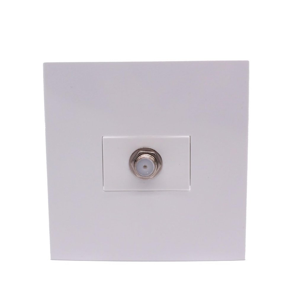 1-Port F-Type Coaxial Cable TV Wall Plate DTV Socket (White) 86x86mm