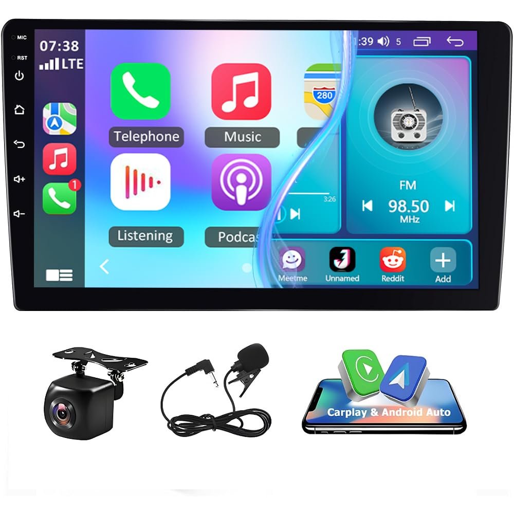 10.1" Touchscreen Android 15 Car Stereo for Honda Ridgeline 2006-2014 Car Radio w/Carplay & Android Auto 2G+64G GPS Navigation Head Unit Car Audio Receivers w/Bluetooth WiFi FM/RDS Backup Camera SWC