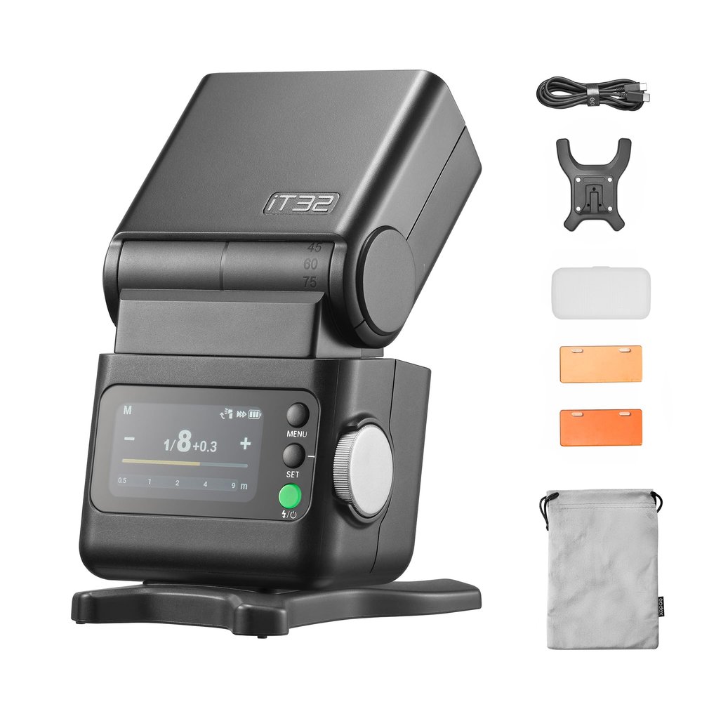 GODOX IT32 TTL Camera Flash, Compatible with Godox X Series (X3/X3Pro/XPro/XProII/X2T), 2.4G Wireless, GN18, Recycle Time 1.5s, Magnetic Interface