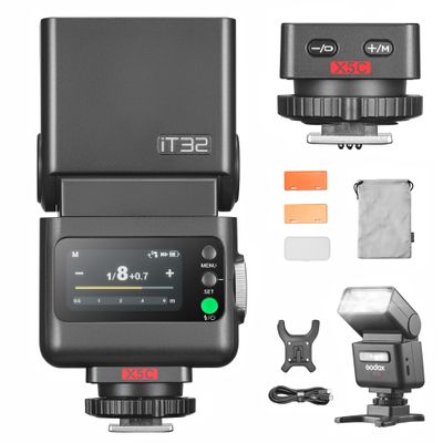 GODOX IT32 TTL Camera Flash with X5 Wireless Flash Trigger for Canon Cameras Compatible with Godox X Series (X3/X3Pro/XPro/XProII/X2T), 2.4G Wireless, GN18, Recycle Time 1.5s, Magnetic Interface