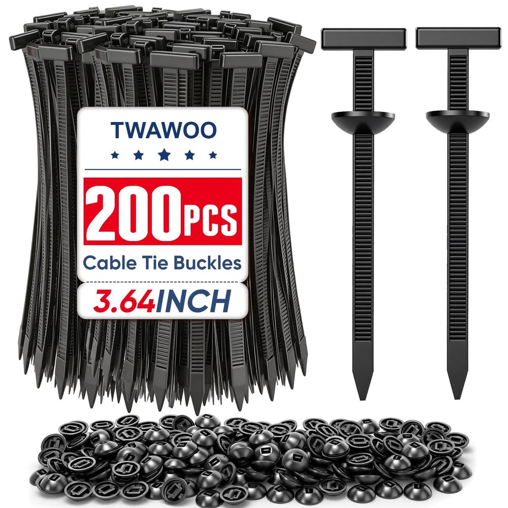 TEAWOO 200 Pcs Nylon Universal Cable Tie Buckles, High-Strength Self-Locking Zip Ties, Car Bumper Fender Retainers, Fasteners for Automotive Repair & Home Organization