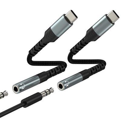 3.5mm to USB C (2Pack) Adapter for iPhone 17 16 15 Pro Max Headphone Aux Jack Audio Cable Cord Dongle Compatible with Samsung Galaxy S25 S24 S23 DAC Wired Car Accessories for Ipad Converter