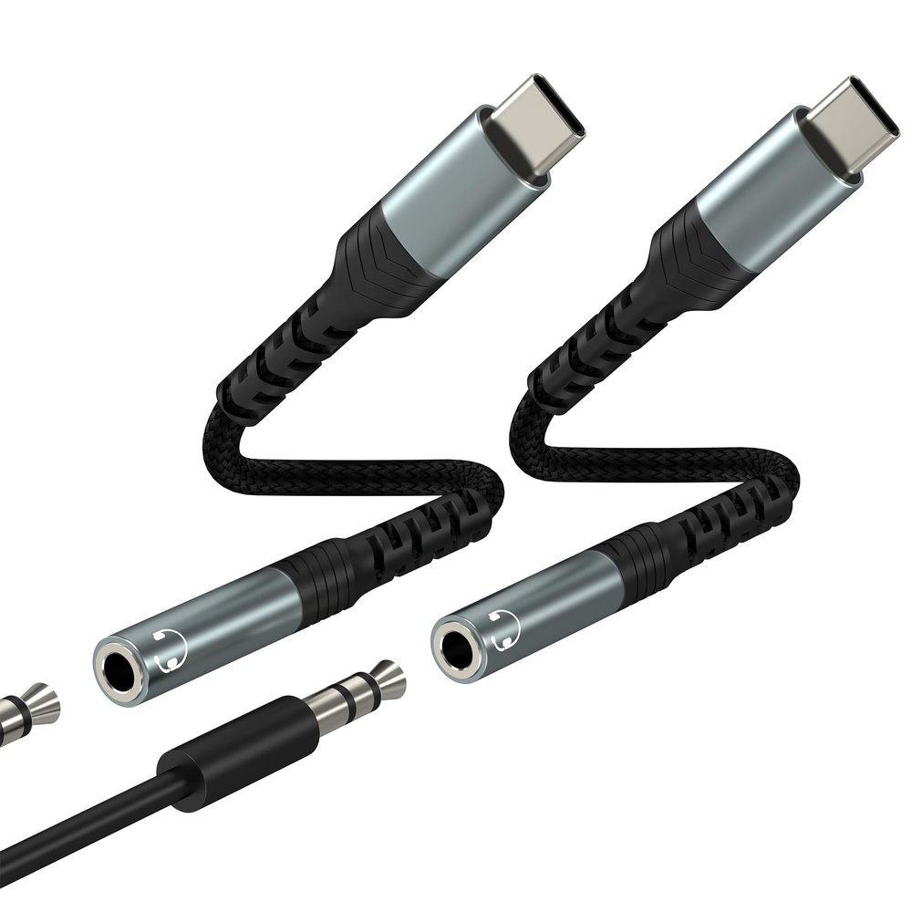 3.5mm to USB C (2Pack) Adapter for iPhone 17 16 15 Pro Max Headphone Aux Jack Audio Cable Cord Dongle Compatible with Samsung Galaxy S25 S24 S23 DAC Wired Car Accessories for Ipad Converter