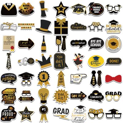 104PCS Graduation Stickers Class of 2023 Graduation Scrapbooking Self-Adhesive Stickers Decals Label Mobile Phone Decoration.