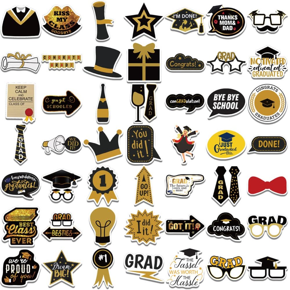 104PCS Graduation Stickers Class of 2023 Graduation Scrapbooking Self-Adhesive Stickers Decals Label Mobile Phone Decoration.