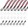 MECCANIXITY 8pcs DC-099 DC Power Jack Cord Socket, 30V 12A 5.5x2.1mm 2Pin Panel Mounting Connector Socket with Nut Washer Waterproof Cap Pre-soldered Wires for Electronics Devices, 200mm view 1