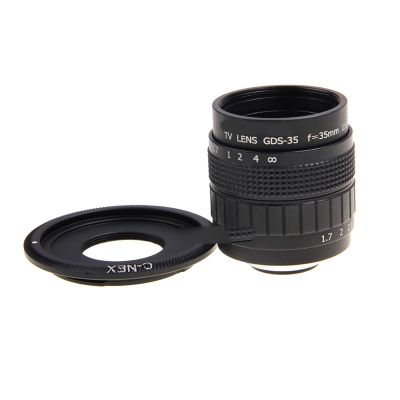Compatible for Sony E Nex-6 Nex-7 Nex-5R A3500 A6300 A6100 A6400 A6500 A5100 35mm F1.7 CCTV Lens with C-Mount and Macro Ring