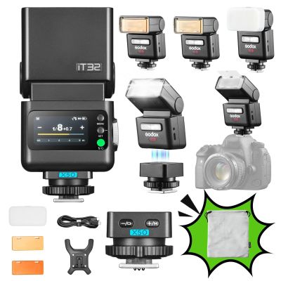 Godox iT32 TTL Camera Flash with X5O Flash Trigger for Olympus Magnetic Detachable,Instant On/Off-Camera Switch,LCD Touchscreen Speedlight,TTL HSS 2.4GHz Wireless Trigger,GN18 1.5s Recycle,Weddings