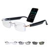 AI Smart Glasses for Men & WomenSpring-hinged Bluetooth 6.0 Smart Glasses with 164 Languages (Real-Time Translation), Photochromic LensFree AppRimless AI Translator Glasses for Work/Travel (Black view 1