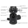 720 Panoramic SLR Camera Ball Head, Aluminum Alloy, Black - Rotation, Quick Mounting Plate, Tripod Ball Head Mount Geared for Photography view 4