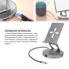 FAUOSWUK USB C Docking Station Stand, 11 in 1 Aluminum Alloy Tablet Stand with Card Reader 3.5mm Jack USB 3.0 100W PD, for Laptops Tablets Gaming Consoles view 2