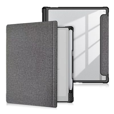 Case Compatible with Boox Note X3Pro 10.3'' Case with Pencil Holder Tri-Folding Clear Transparent Back Smart Cover Auto Sleep(Gray)