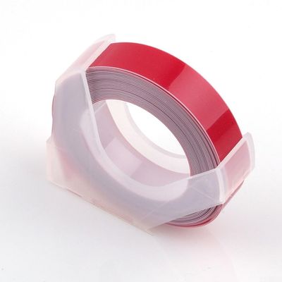 6Mm X 3Meter Multi Color Embossing Label Maker Refill Tape For MOTEX 5500A/5500B Fit For DYMO 12813/12814/1610/1540/1535/1575/17266, 5 Colors Yellow Green Red Blue Black(Red)
