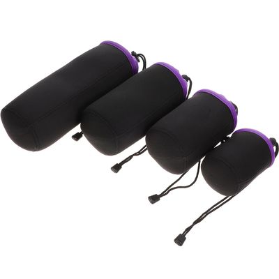 OATIPHO 4pcs Camera Lens Bags Drawstring Storage Pouches Protective Cases for DSLR Mirrorless Lenses Flexible Elastic Material with Thickened Padding Suitable for Hiking Traveling Daily