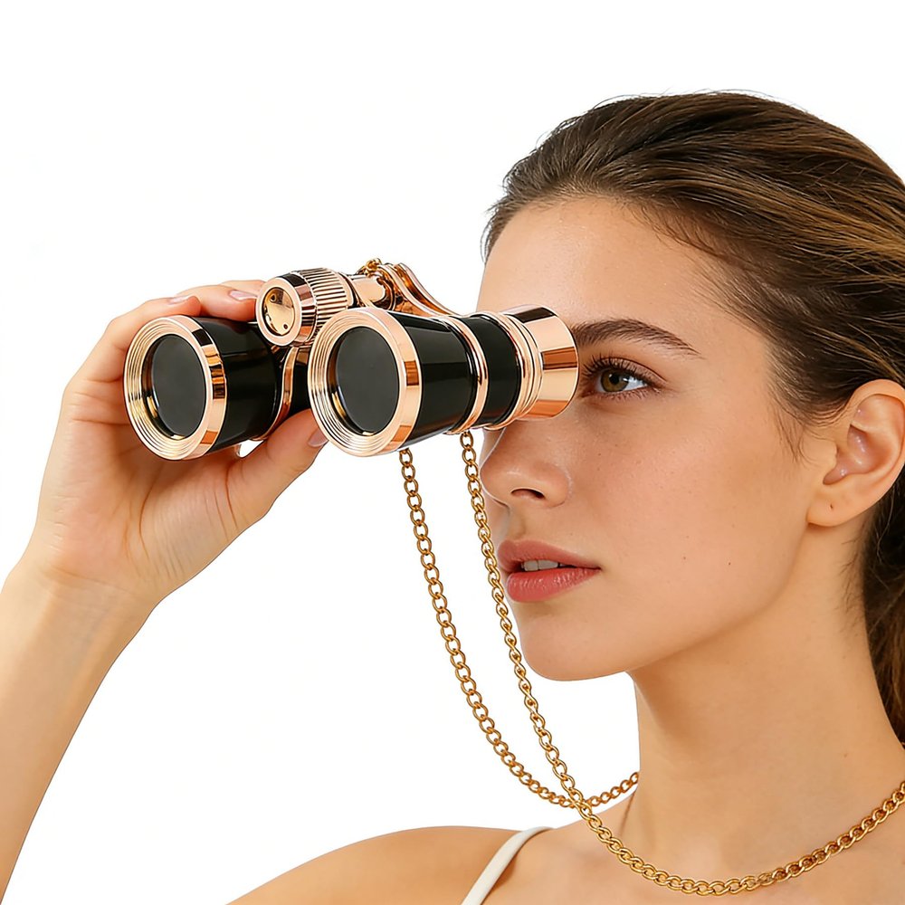 Yourelexit Opera Glasses Binoculars 3X25 Lorgnette Theater Glasses Optical BK9 Mini Compact Lightweight Built-in Foldable Vintage for Adults Women Men in Musical Concert Cinema