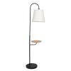 KCSWKJ Black Floor Lamp with Rotary Switch Wood Table Metal Base view 1