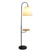 KCSWKJ Black Floor Lamp with Rotary Switch Wood Table Metal Base view 2