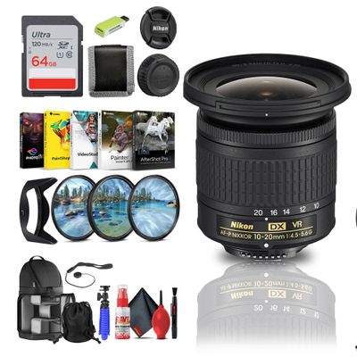 Nikon AF-P DX NIKKOR 10-20mm f/4.5-5.6G VR Wide-Angle Lens (20067) Bundle
