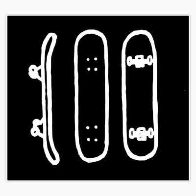 Aesthetic Skateboard Illustration | Skater Gift Idea (White) Sticker Decal Laptop Car Window Vinyl 5"