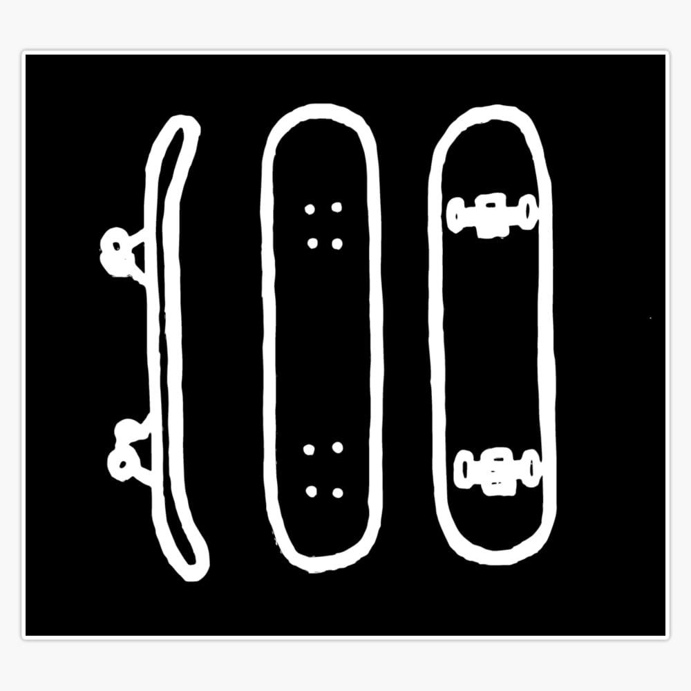 Aesthetic Skateboard Illustration | Skater Gift Idea (White) Sticker Decal Laptop Car Window Vinyl 5"