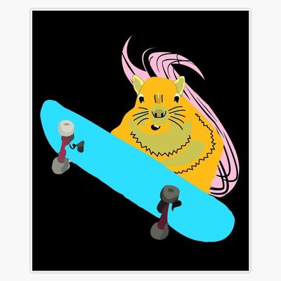 Naughty Squirrel 900 Skateboarding Canvas Print Sticker Decal Laptop Car Window Vinyl 5"