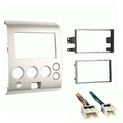 Double DIN Car Stereo Radio Install Kit (Black) Package Compatible with Titan 2004 & 2005 Without Factory Amplifier (for S Trim and Base Model)