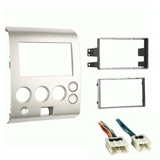 Double DIN Car Stereo Radio Install Kit (Black) Package Compatible with Titan 2004 & 2005 Without Factory Amplifier (for S Trim and Base Model)