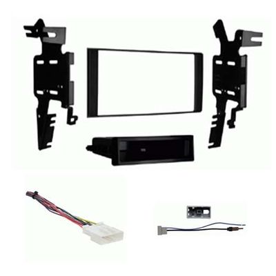 Single DIN Car Stereo Radio Install Kit (Black) Package Compatible with Xterra 2014 & 2015 Without Factory Amplifier