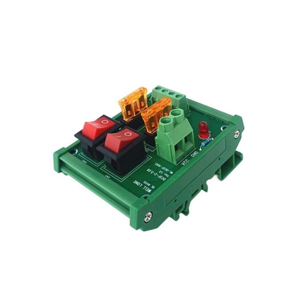 DIN Rail Mount Power Distribution Module 2 Position Switch Fuse Splitter Board AC/DC 5V-32V
