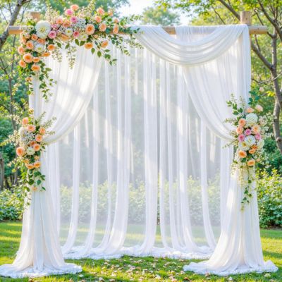 Shillance White Wedding Arch Draping Fabric, 2 Packs 29" x 20FT Sheer Fabric Arch Drapery Curtain Backdrop Ceiling Drapes for Wedding Arbor Ceremony Canopy Birthday Party Decorations
