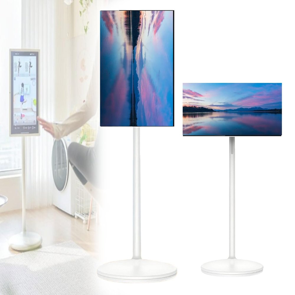 Zowdrix 32" Portable Rolling TV, 8G RAM+128G Storage, Touchscreen TV Rotatable Touch Screen Mobile Smart TV, for Binge-Watch Shows
