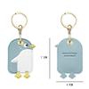MC Fashion PU Leather Keychain Holder Case Compatible with AirTag, Cute Penguin Key Ring Charm GPS Tracker Case (Blue) view 2