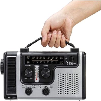 Portable Multifunction Solar Hand Crank Radio Emergency Weather with Flashlight, Reading Lamp Cellphone Charger and SOS Alarm