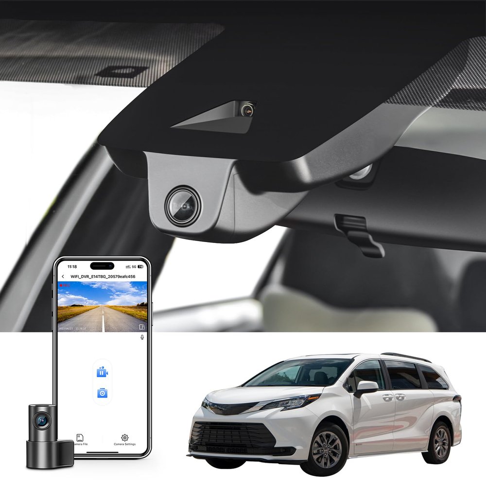 4K Front & 2K Rear 2 Channel HDR Dash Cam, Dual STARVIS 2 IMX678 IMX675, Custom Fit for Toyota Sienna Gen4 XL40 2021 2022 2023 2024 2025 LE Limited XLE Platinum etc, 5GHz WiFi, GPS, 128GB Card