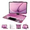 BLESSOURCE Transparent Case with Wireless Keyboard for 10.9in iPad 10th, 3-Brightness & 7-Color, 360Rotating,trackpad, Pencil Holder, Power Indicator, Pink(Without Stylus Pen) view 1